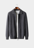 Cardigan Polo com Zíper em Cashmere Premium
