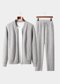 CONJUNTO FALCONI EM LÃ MERINO PURA EXTRAFINA CINZA CLARO