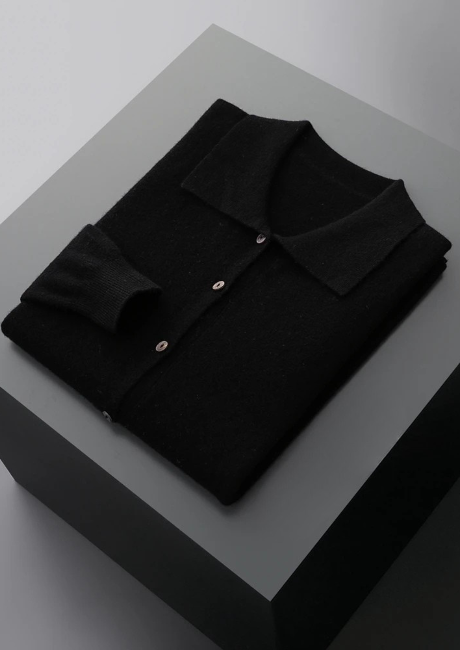 Cardigã Polo em Lã Merino Extrafina Pura