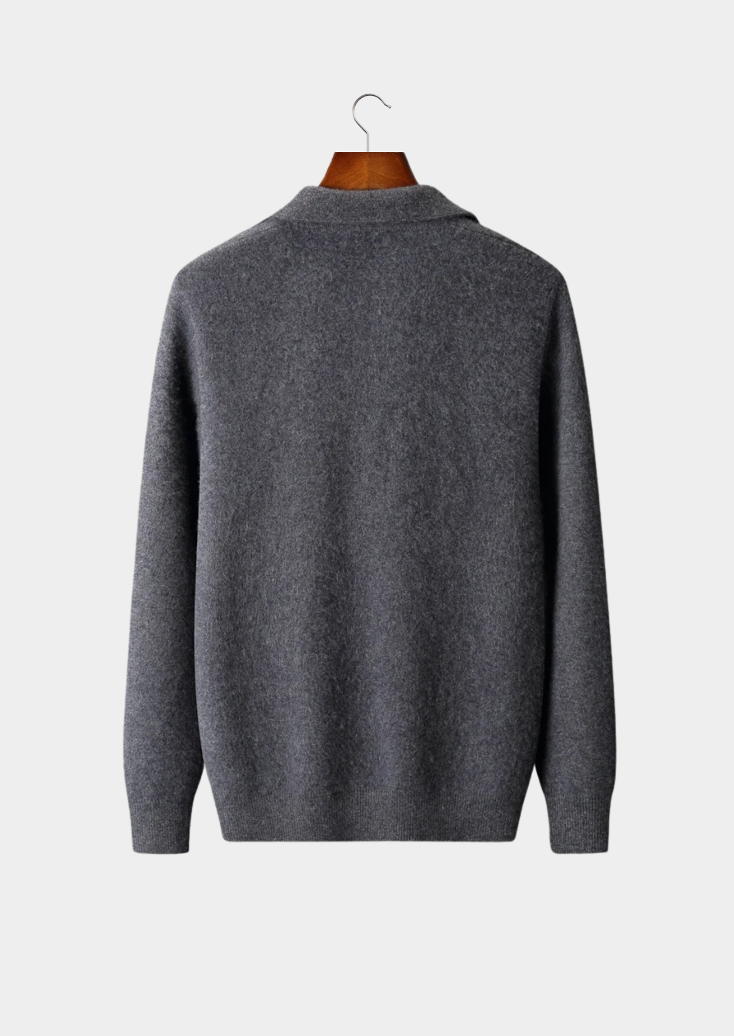 Cardigan Polo com Zíper em Cashmere Premium