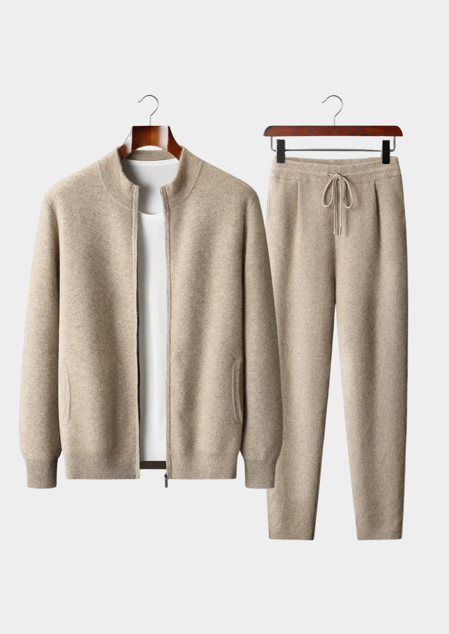 CONJUNTO DENIS DE LAZER EM CASHMERE PREMIUM AREIA