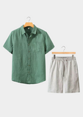 CONJUNTO DOLCEVITA MANGA CURTA VERÃO - VERDE/BEGE