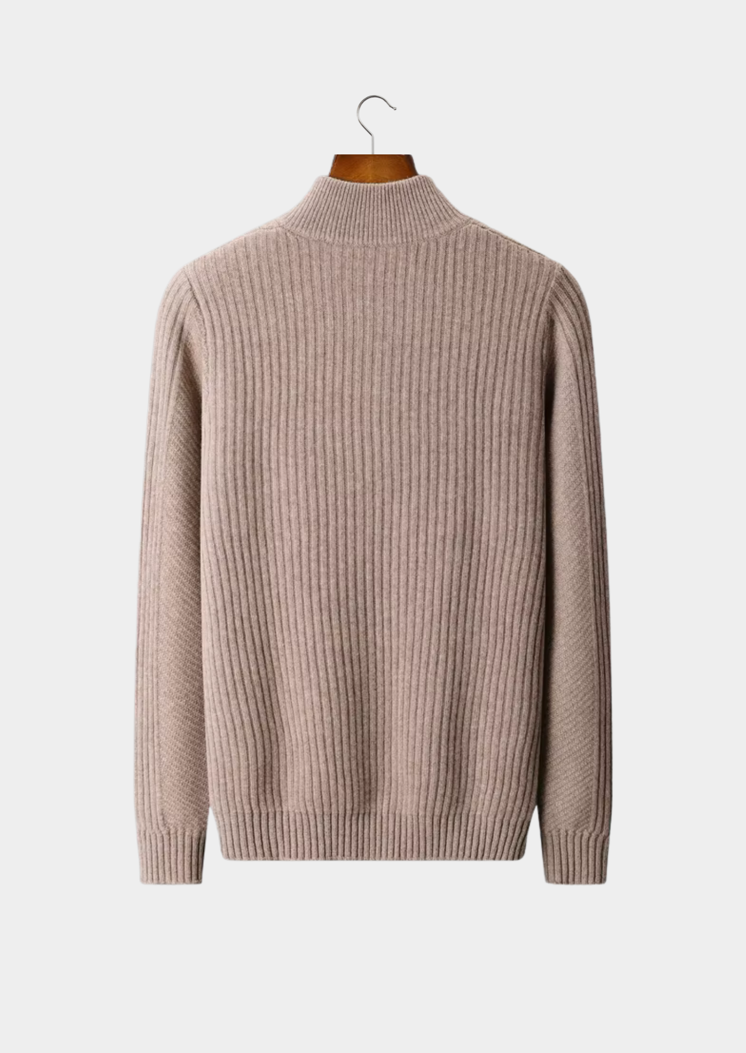 Suéter Henley Canelado em Lã Merino Extrafina