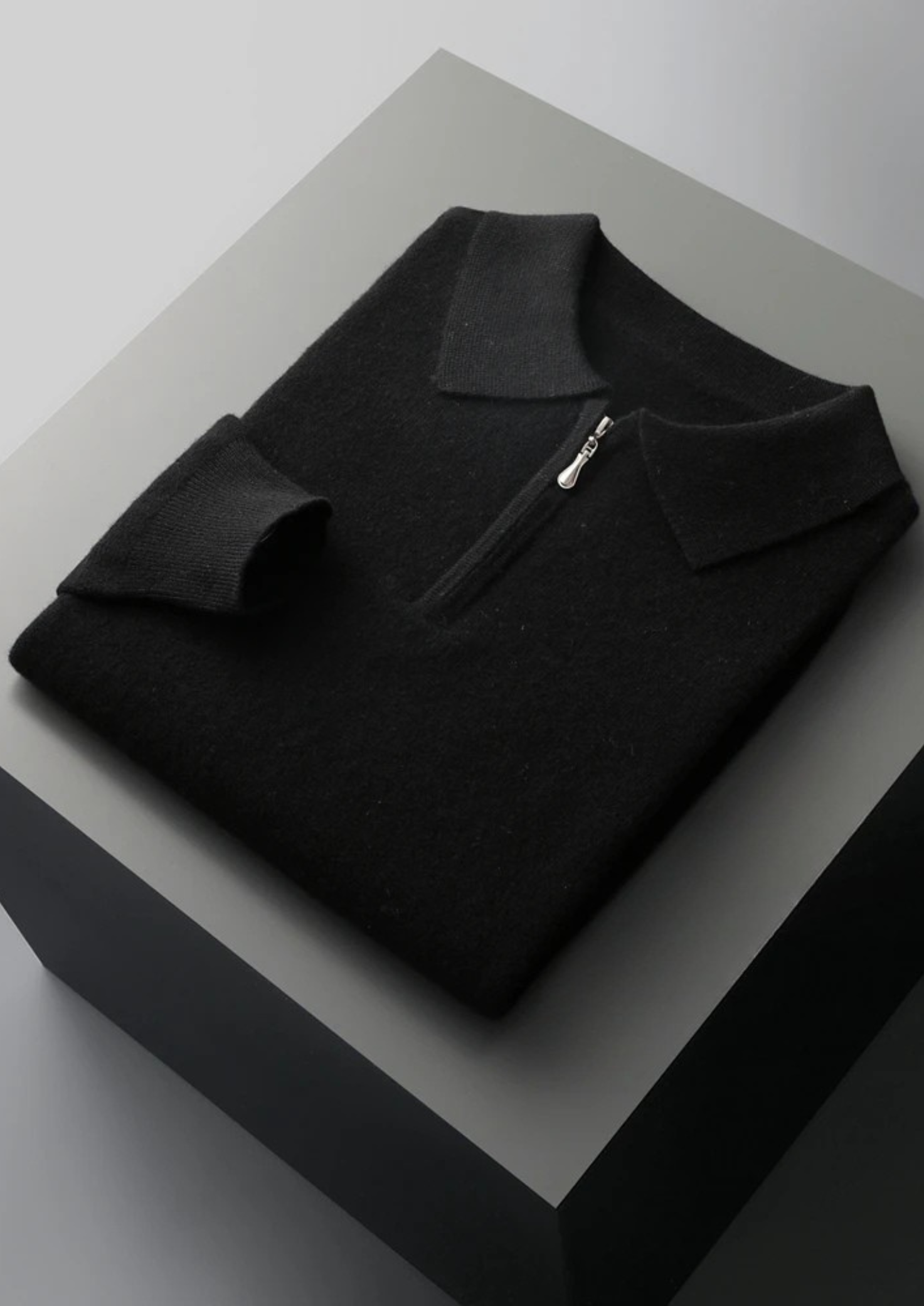Polo Meio Zíper em Lã Merino Extrafina Pura