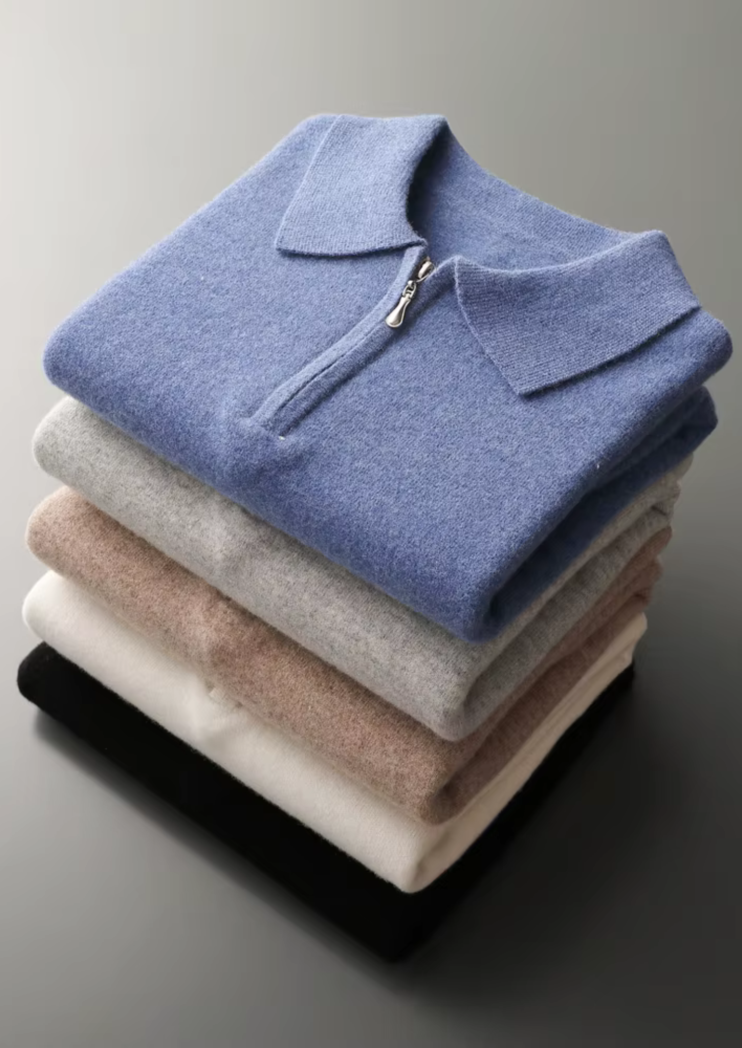 Polo Meio Zíper em Lã Merino Extrafina Pura
