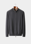 CARDIGAN DUPLO ZÍPER EM CASHMERE PURO CINZA ESCURO