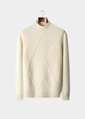 Suéter Gola Alta Estampado Puro Cashmere Marfim