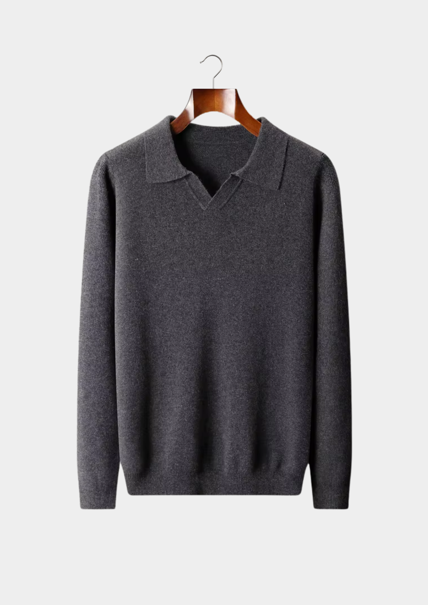 Polo Canelada Sem Botões em Lã Merino Extrafina Pura