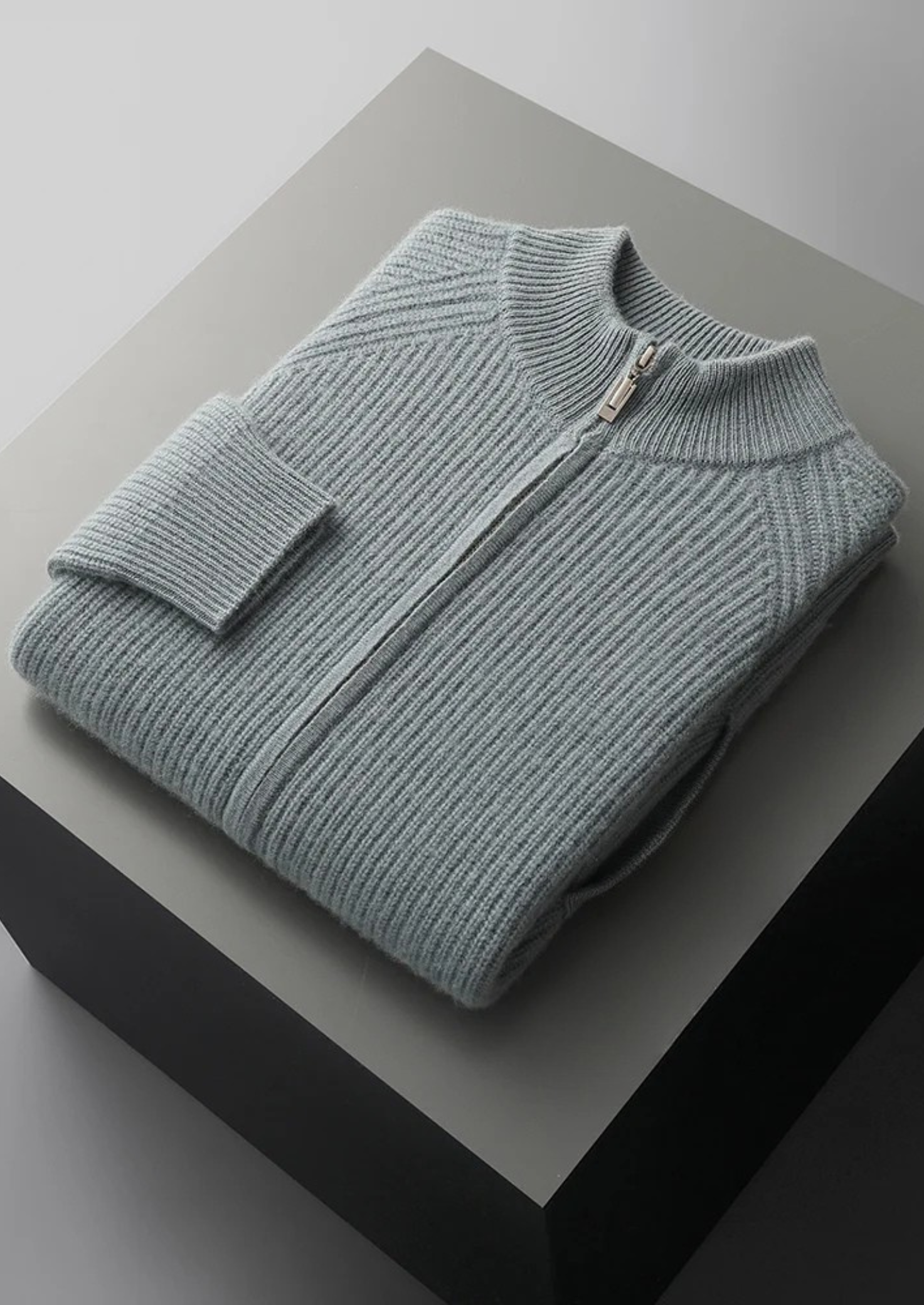 Cardigan Canelado em Caxemira Premium