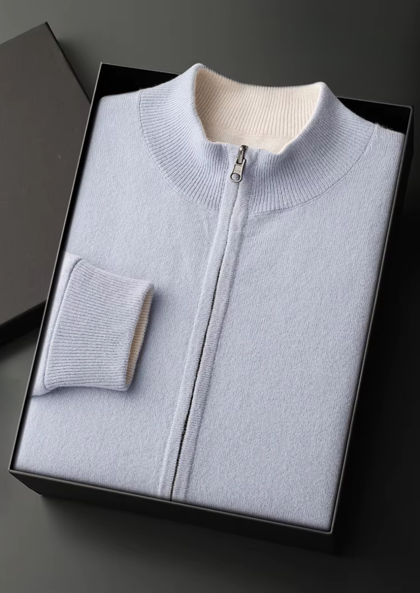 Cardigan com Zíper em Lã Merino Extrafina Pura