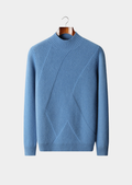 Suéter Gola Alta Estampado Puro Cashmere Azul Celeste