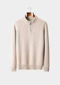 SUÉTER MEIO ZÍPER EM CASHMERE PURO BRANCO GELO