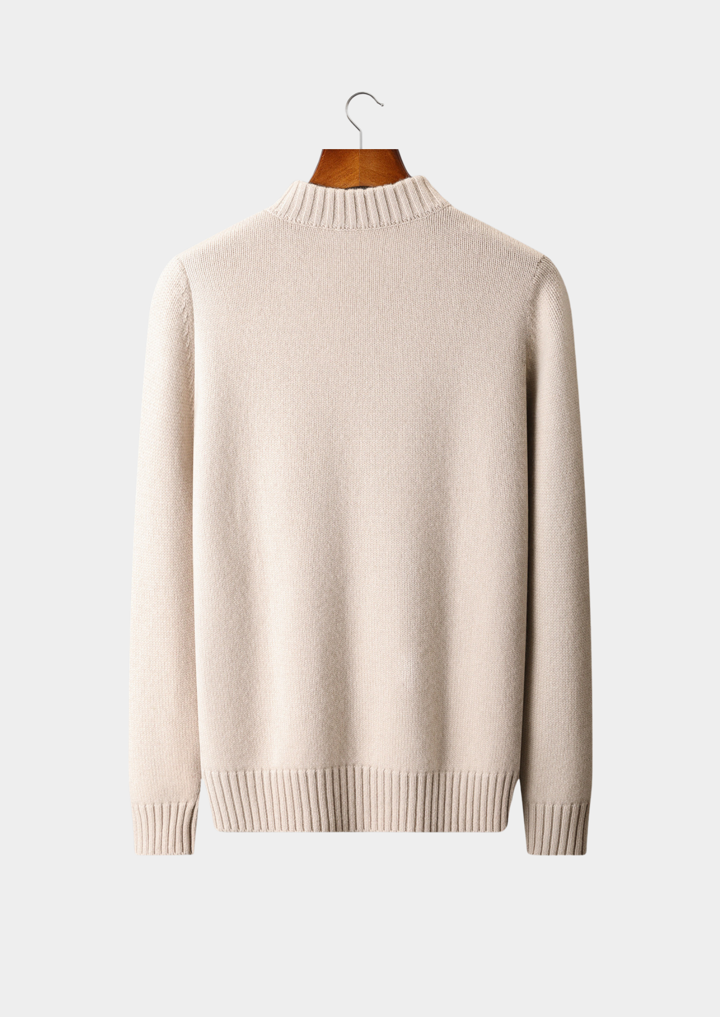 SUÉTER MEIO ZÍPER EM CASHMERE PURO BRANCO GELO