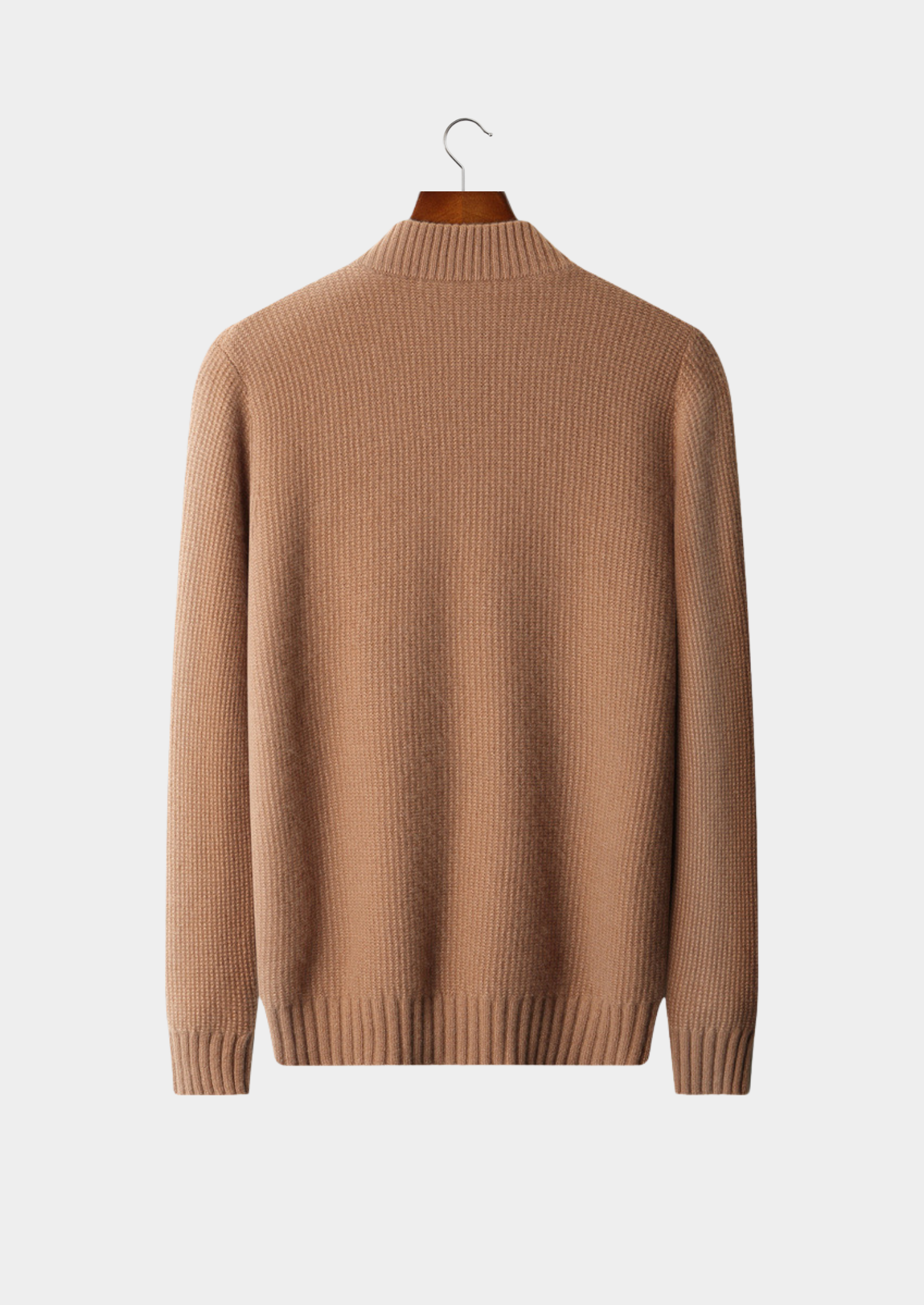 Cardigã Canelado com Zíper Puro Cashmere Mostarda