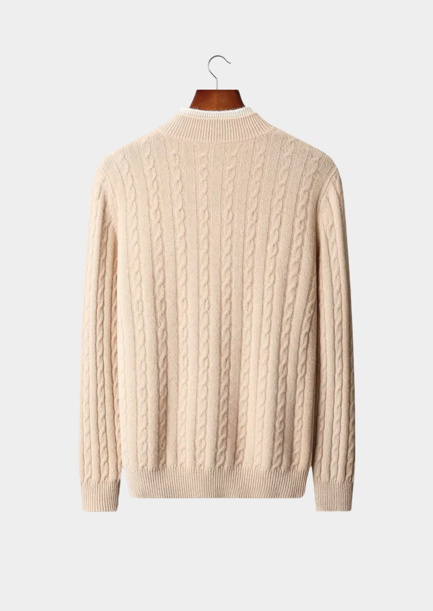 Suéter Henley Trançado em Lã Merino Extrafina