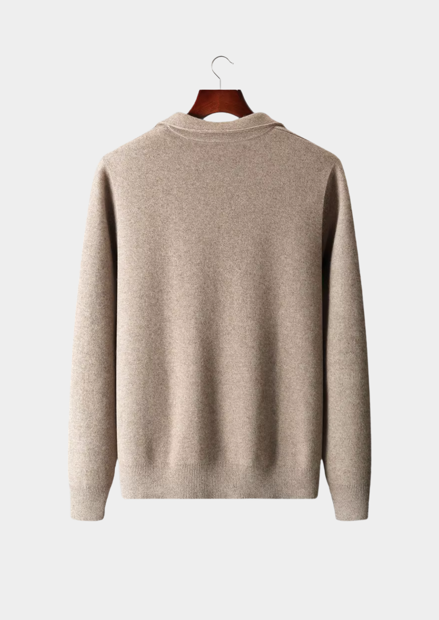Cardigan Polo com Zíper em Lã Merino Extrafina Pura