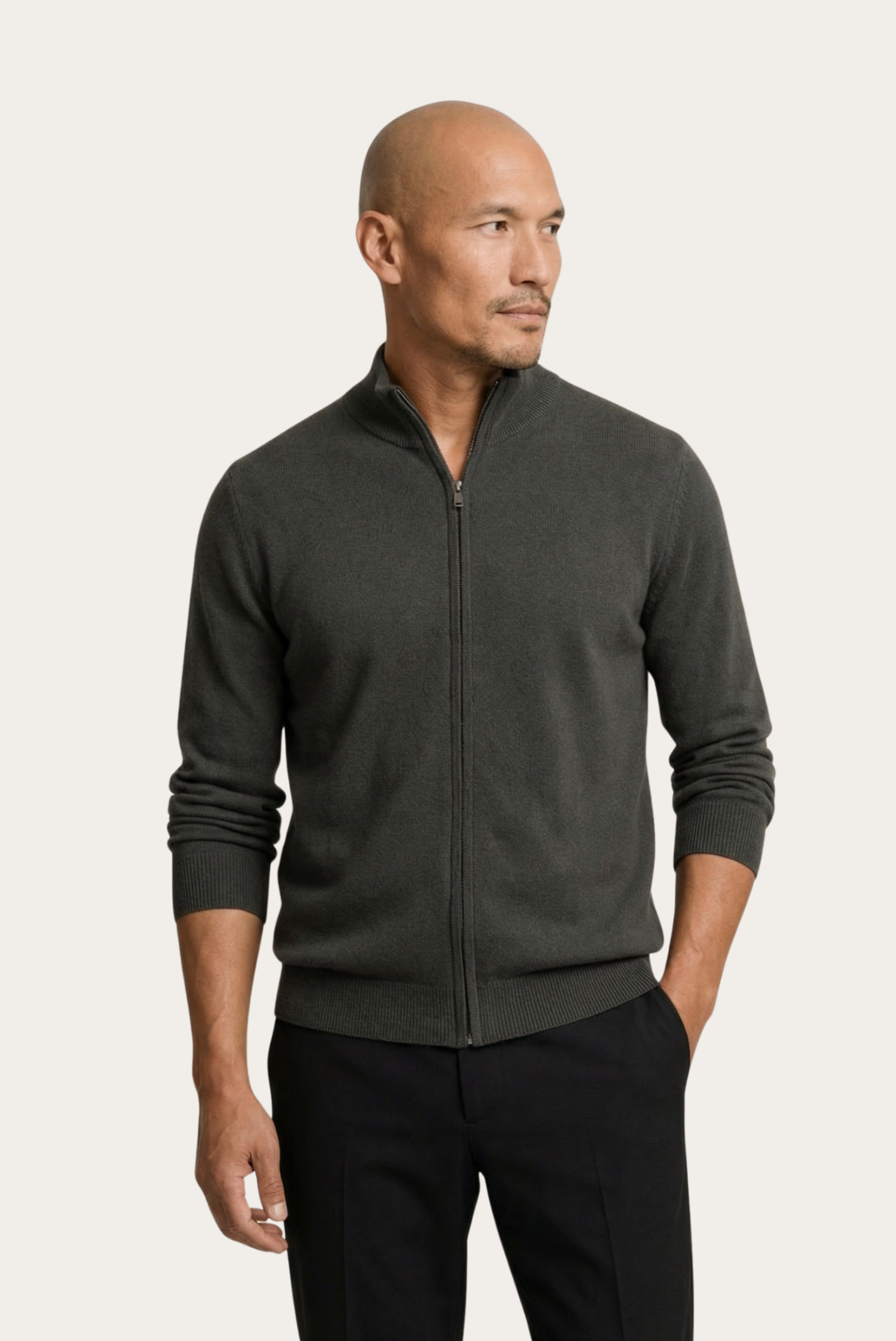 Cardigan de Cashmere Dupla Face Cinza