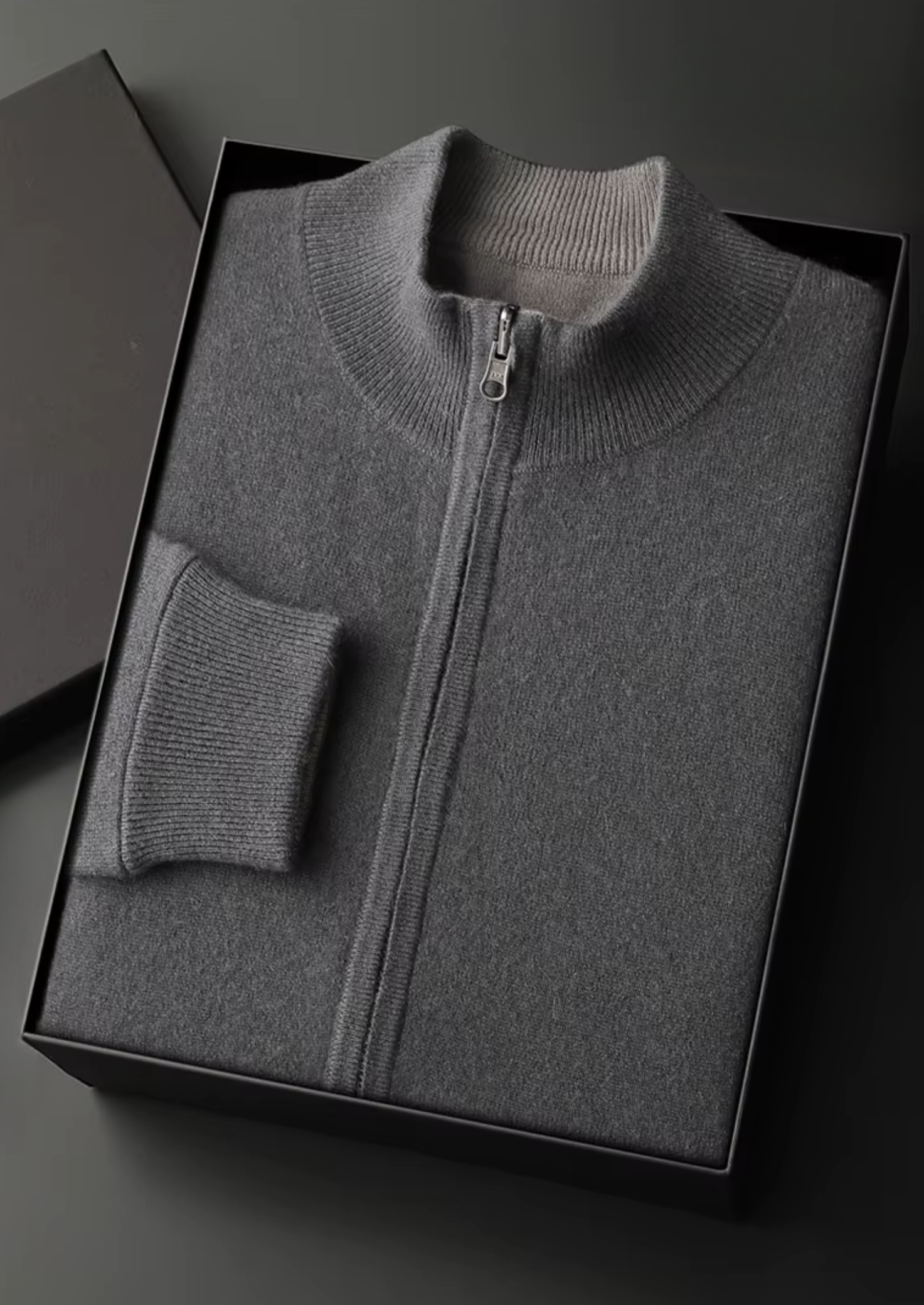 Cardigan com Zíper em Lã Merino Extrafina Pura