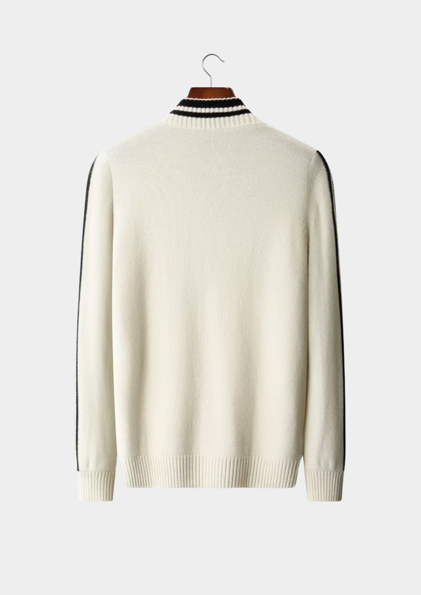 Cardigan com Zíper Bicolor em Lã Merino Extrafina