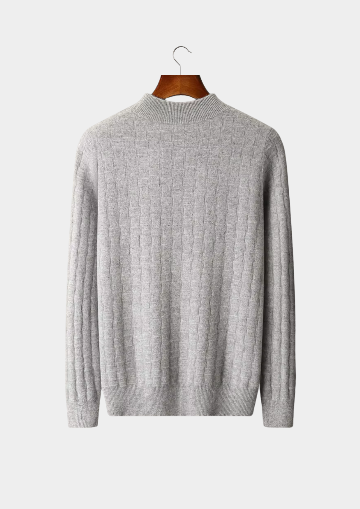 Suéter Gola Alta Texturizado em Lã Merino Extrafina