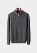 Suéter Meio Zíper Puro Cashmere Cinza Escuro