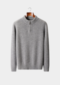 Suéter Meio Zíper Puro Cashmere Cinza Claro