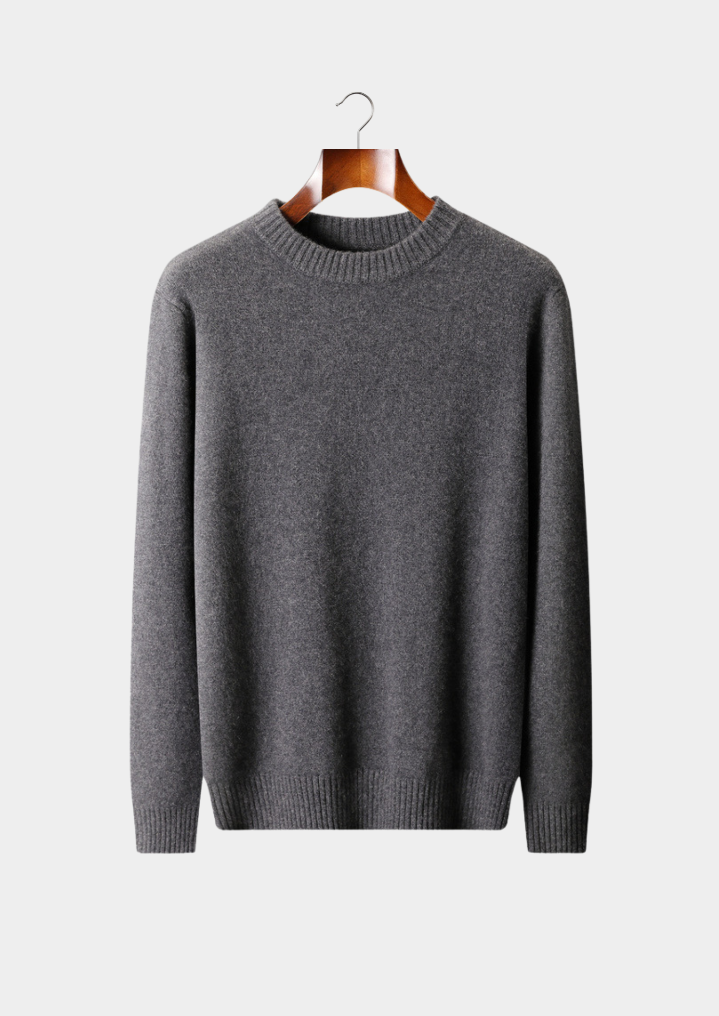 Suéter Gola Careca Essencial Puro Cashmere Cinza Escuro