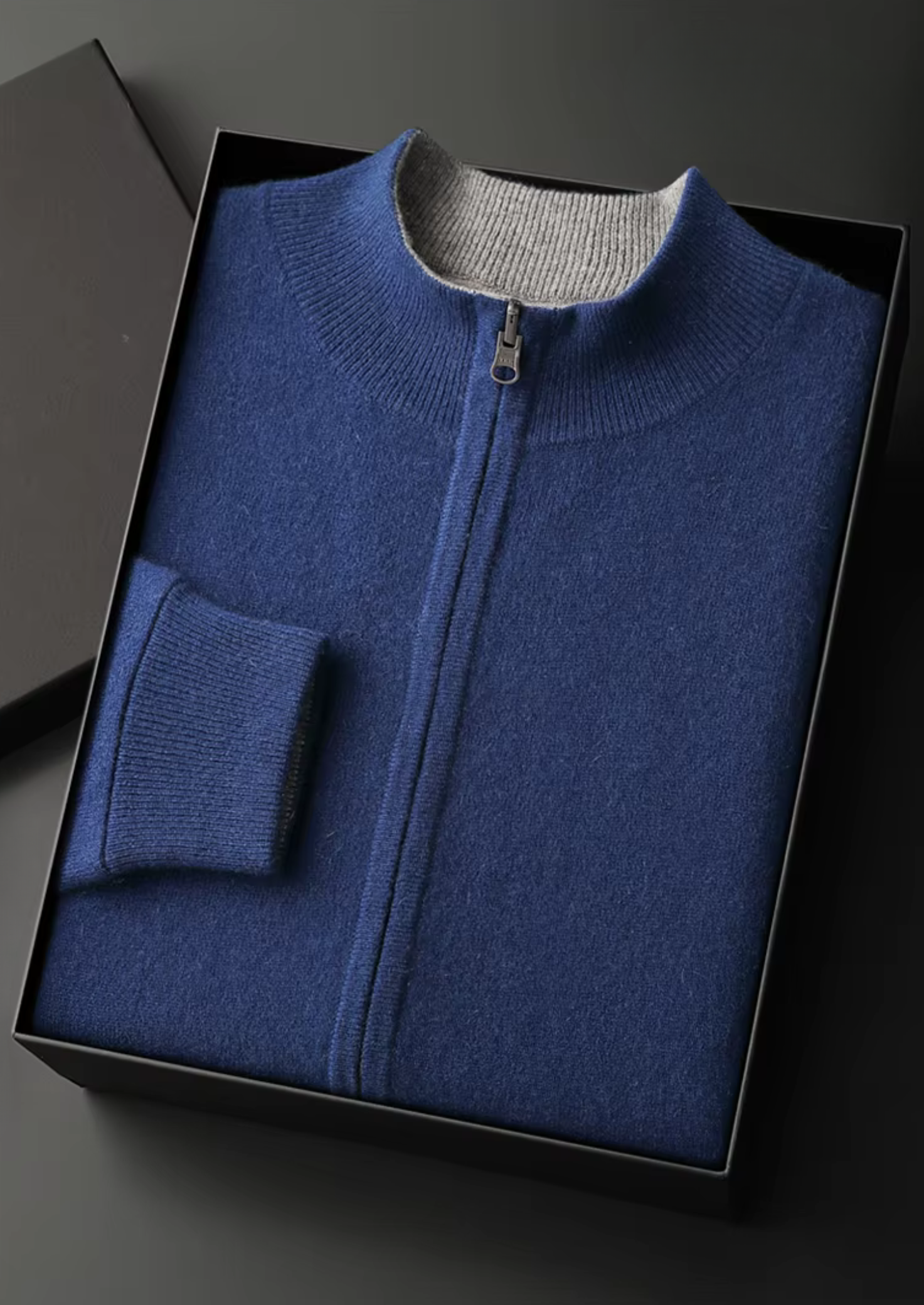 Cardigan com Zíper em Lã Merino Extrafina Pura