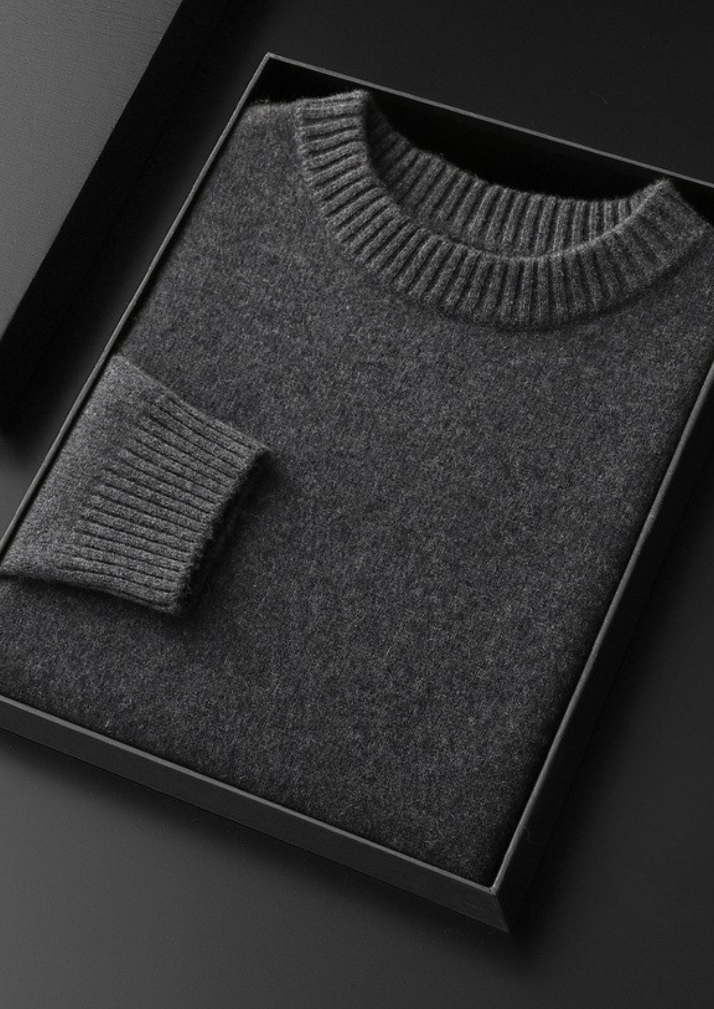 Suéter Gola Careca Essencial Puro Cashmere Cinza Escuro