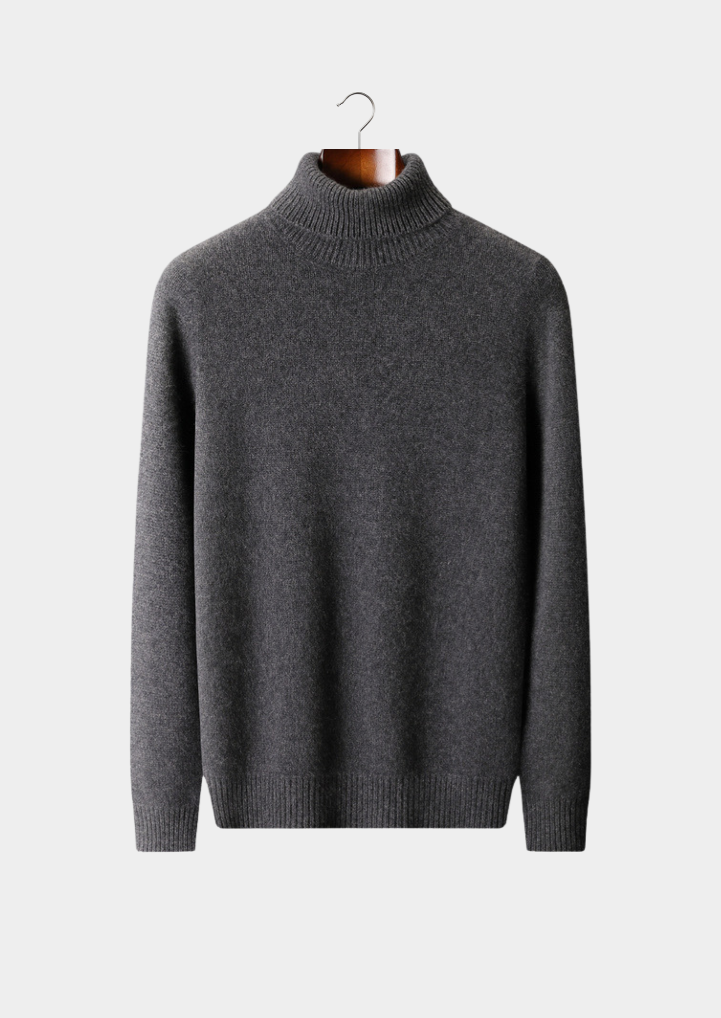 Gola Rolê Essencial de Cashmere Puro Cinza Escuro