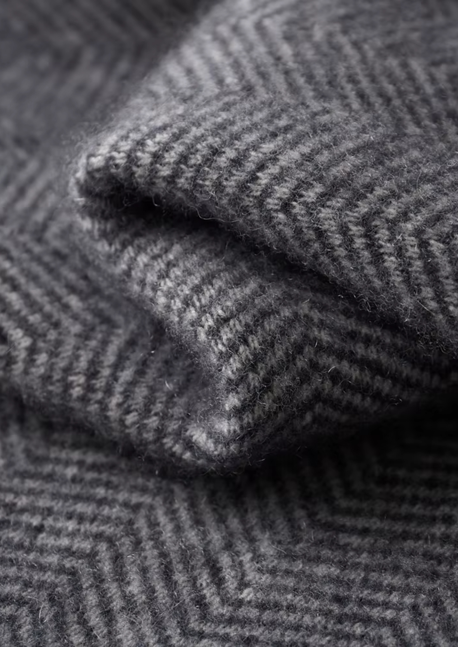 Conjunto Herringbone Cinza em Lã Merino Extrafina Pura