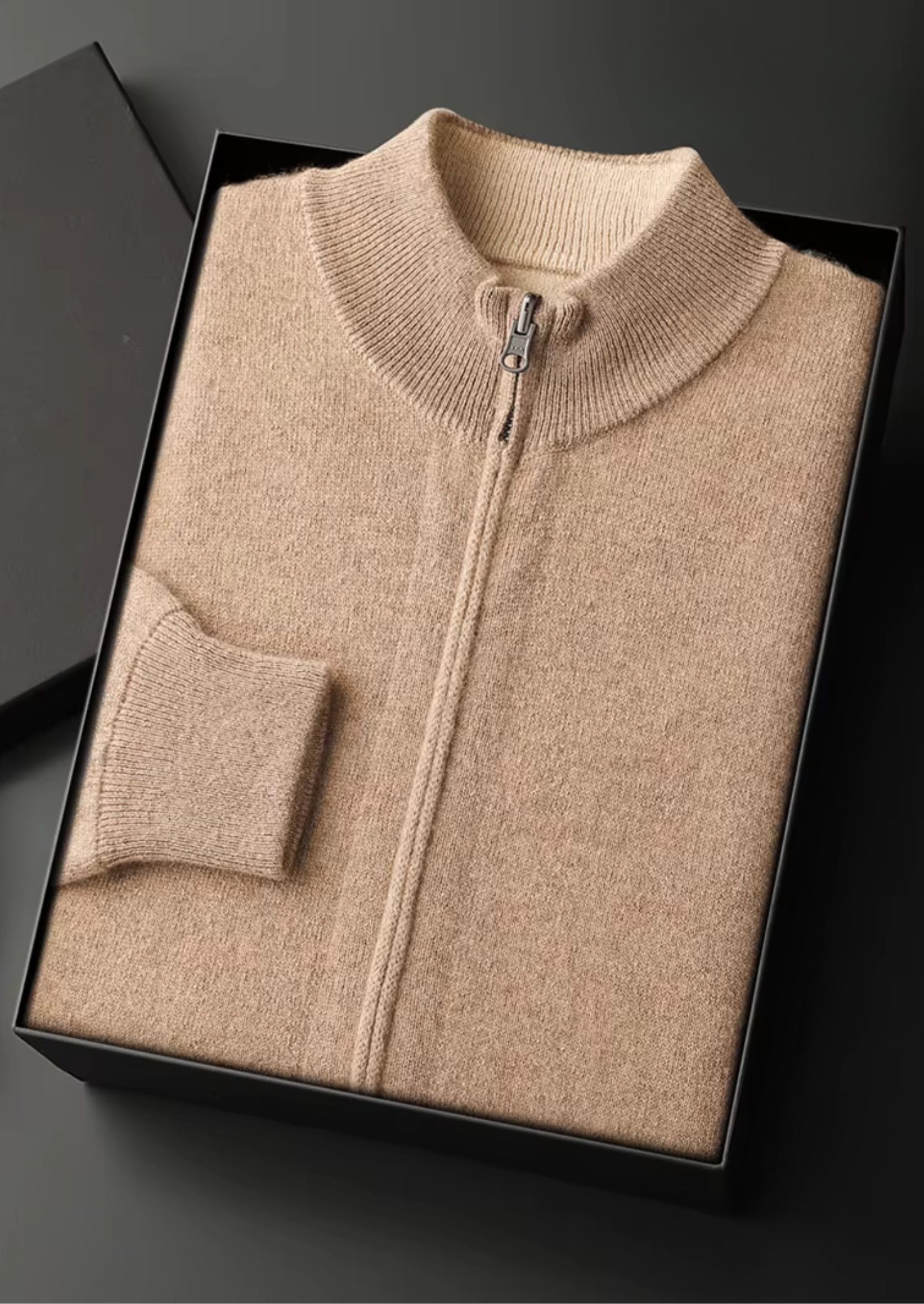 Cardigan com Zíper em Lã Merino Extrafina Pura