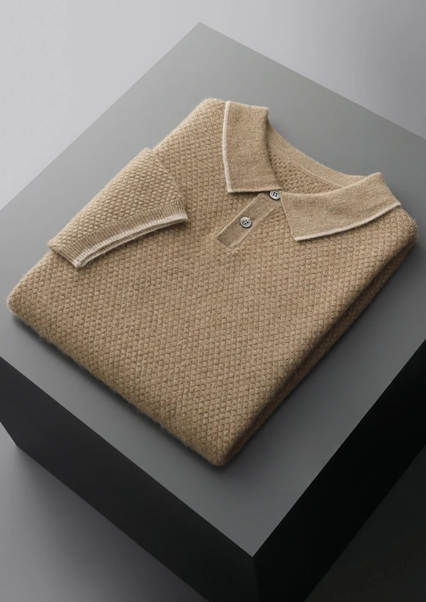 Polo Premium Cashmere Bege Bicolor