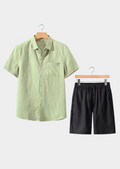 CONJUNTO DE VERÃO DOLCEVITA MANGA CURTA - VERDE MENTA/PRETO