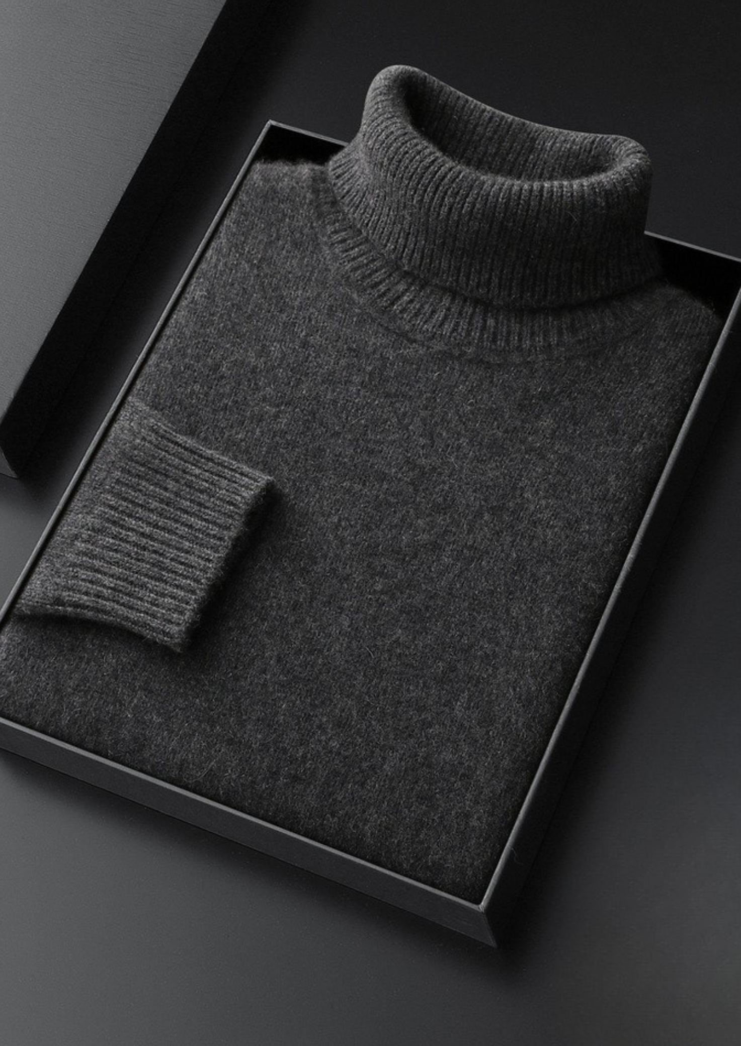 Gola Rolê Essencial de Cashmere Puro Cinza Escuro