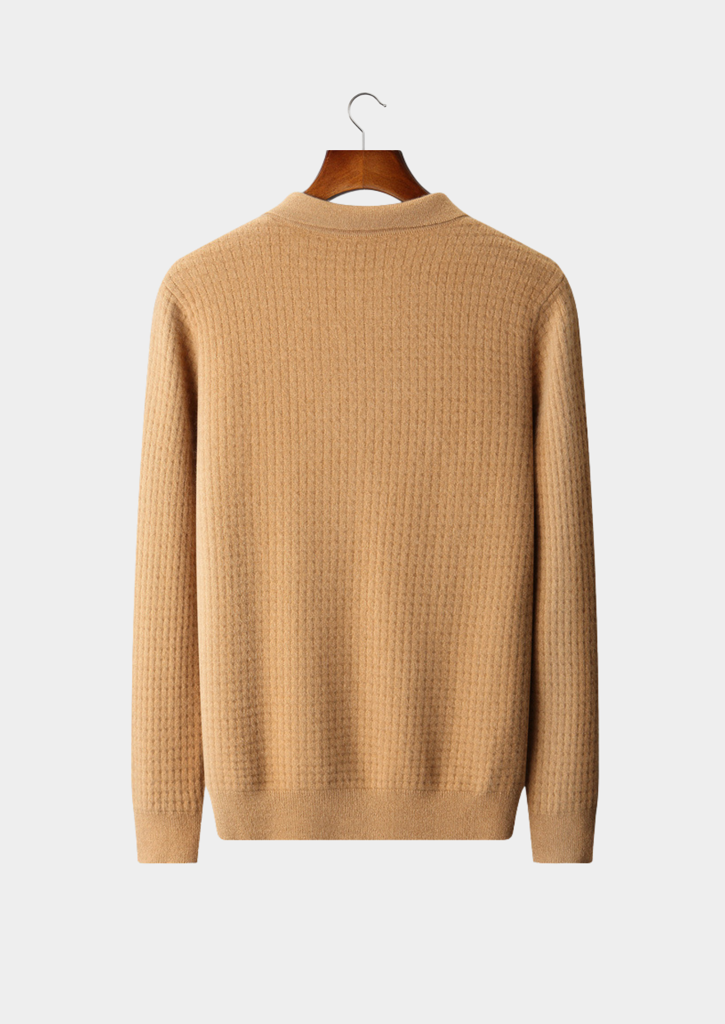 Cardigã Texturizado com Botões em Cashmere Puro Caramelo