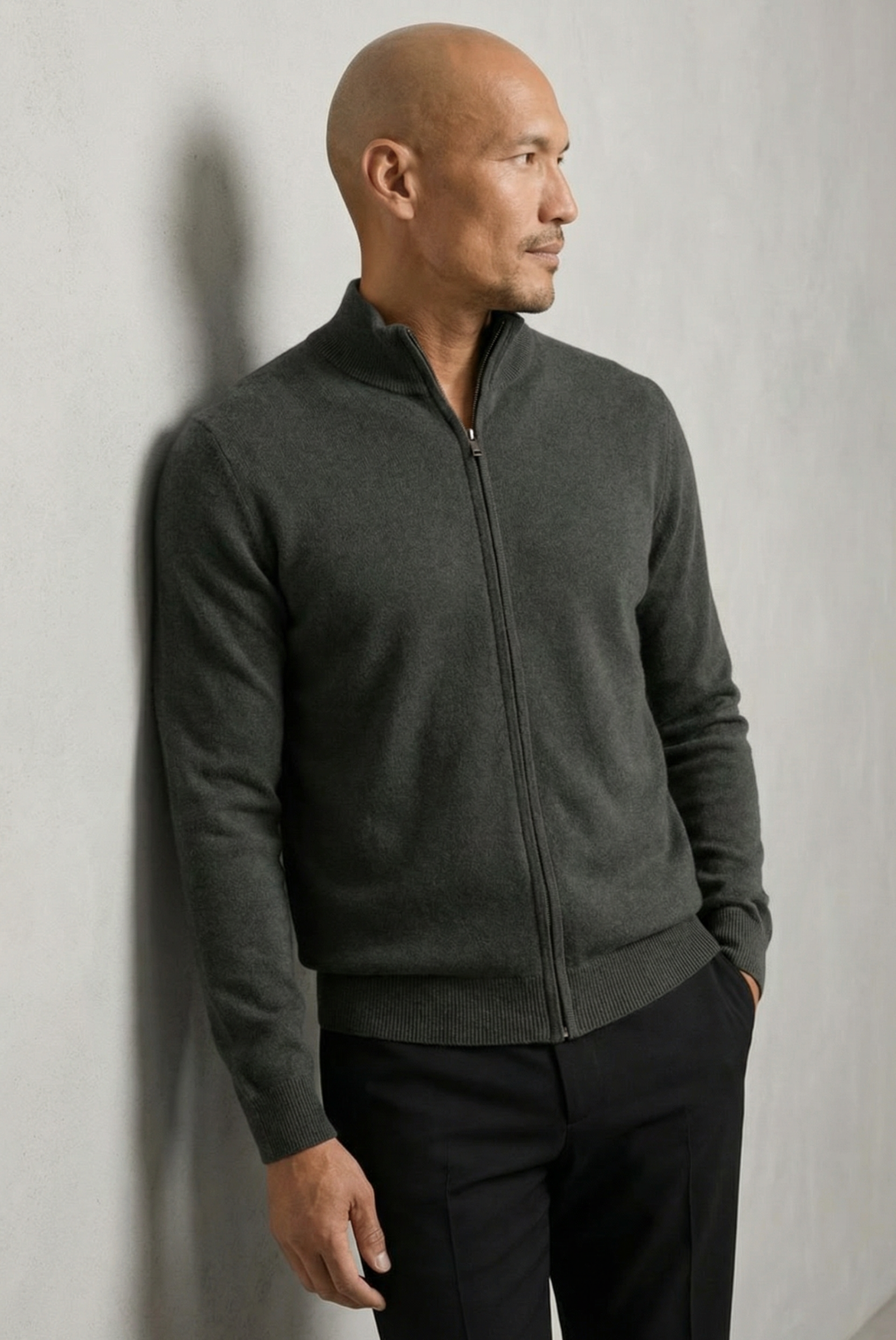 Cardigan de Cashmere Dupla Face Cinza