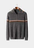 Cardigan Cashmere Puro Listrado com Zíper