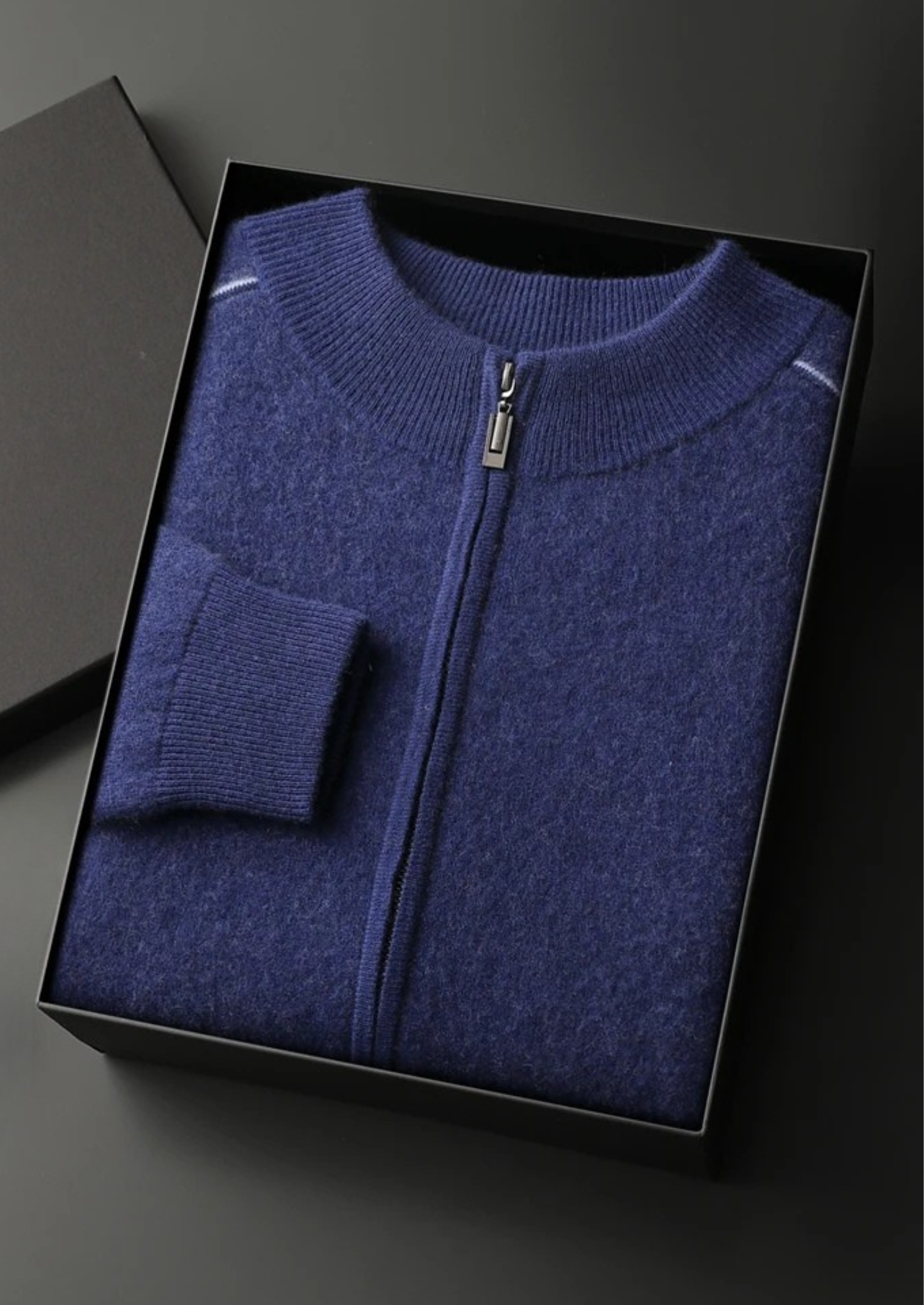 Cardigã Premium em Cashmere Bicolor com Zíper