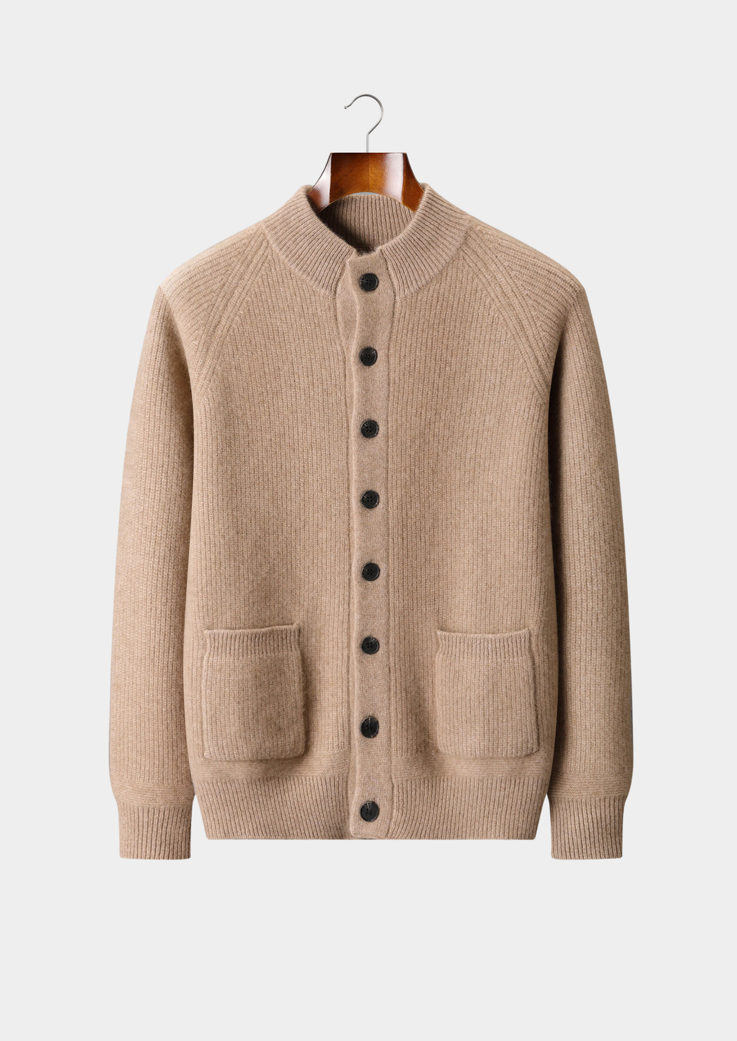 Camisa Overshirt com Botões em Caxemira Pura - Bege