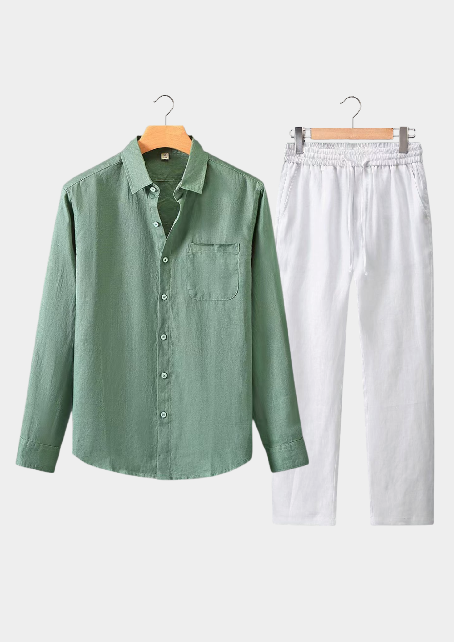 CONJUNTO DOLCEVITA MANGA LONGA VERÃO - VERDE/BRANCO