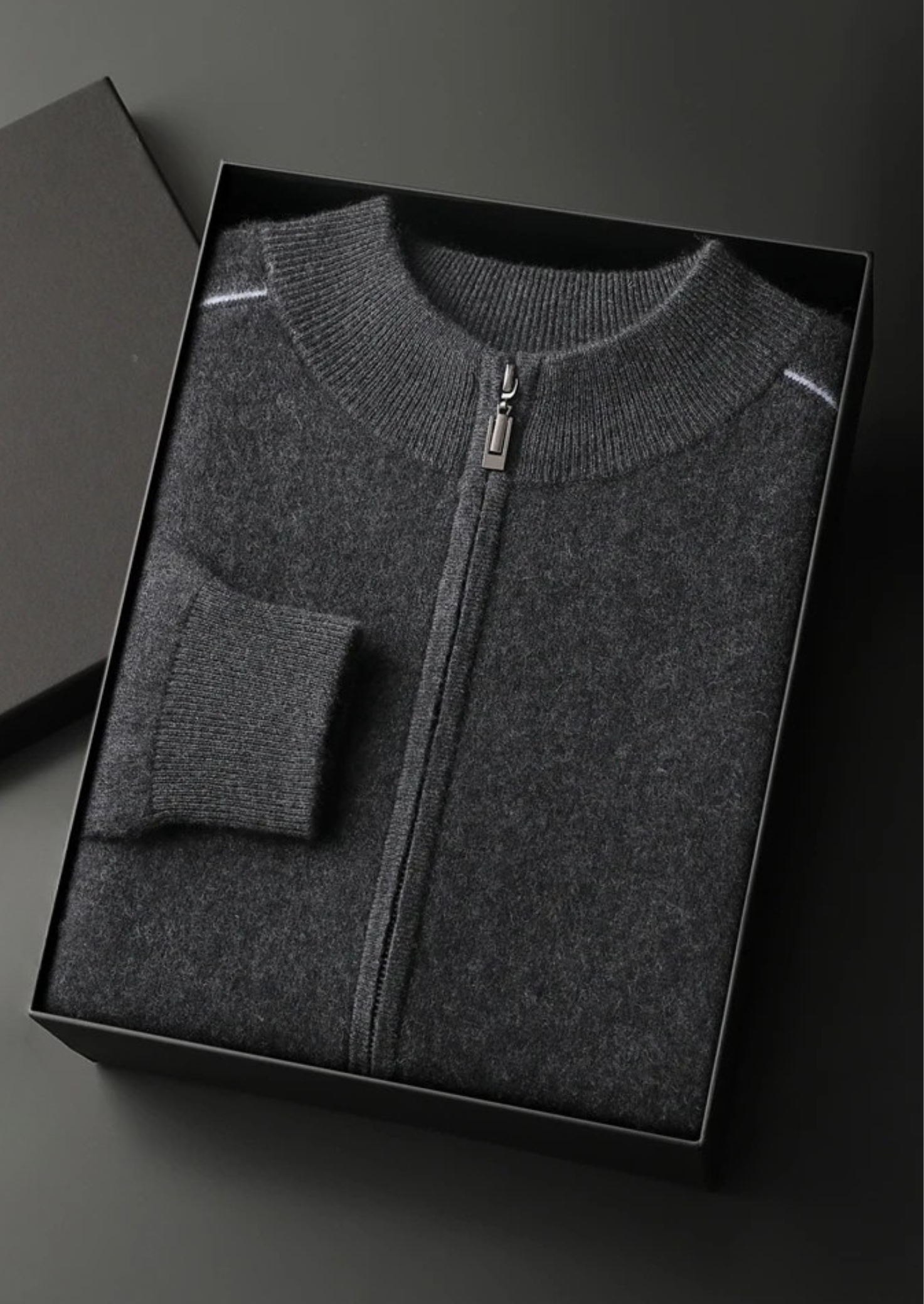 Cardigã Premium em Cashmere Bicolor com Zíper
