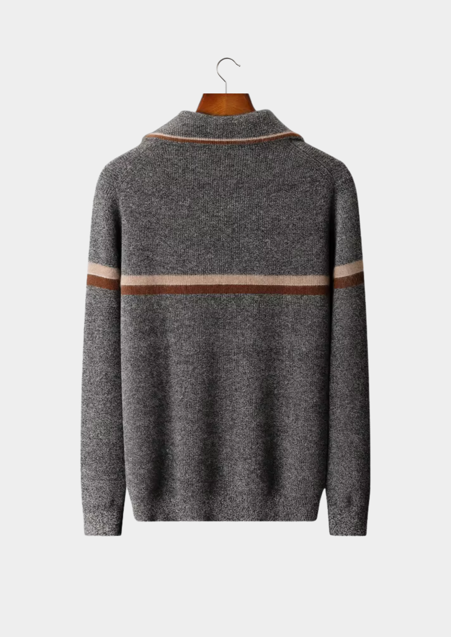 Cardigan Cashmere Puro Listrado com Zíper