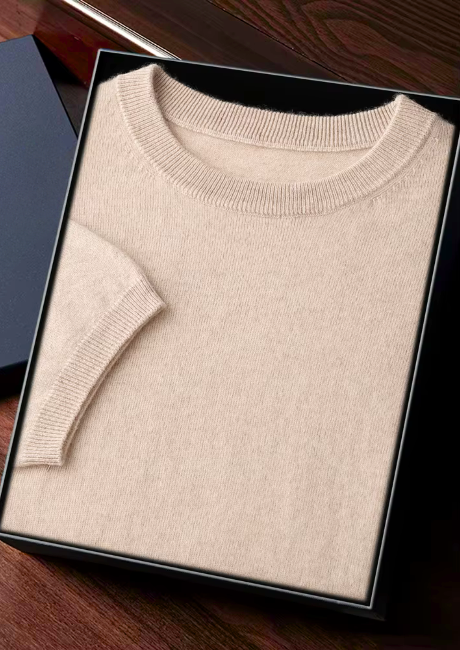 Camiseta Gola Redonda Clássica em Cashmere Premium