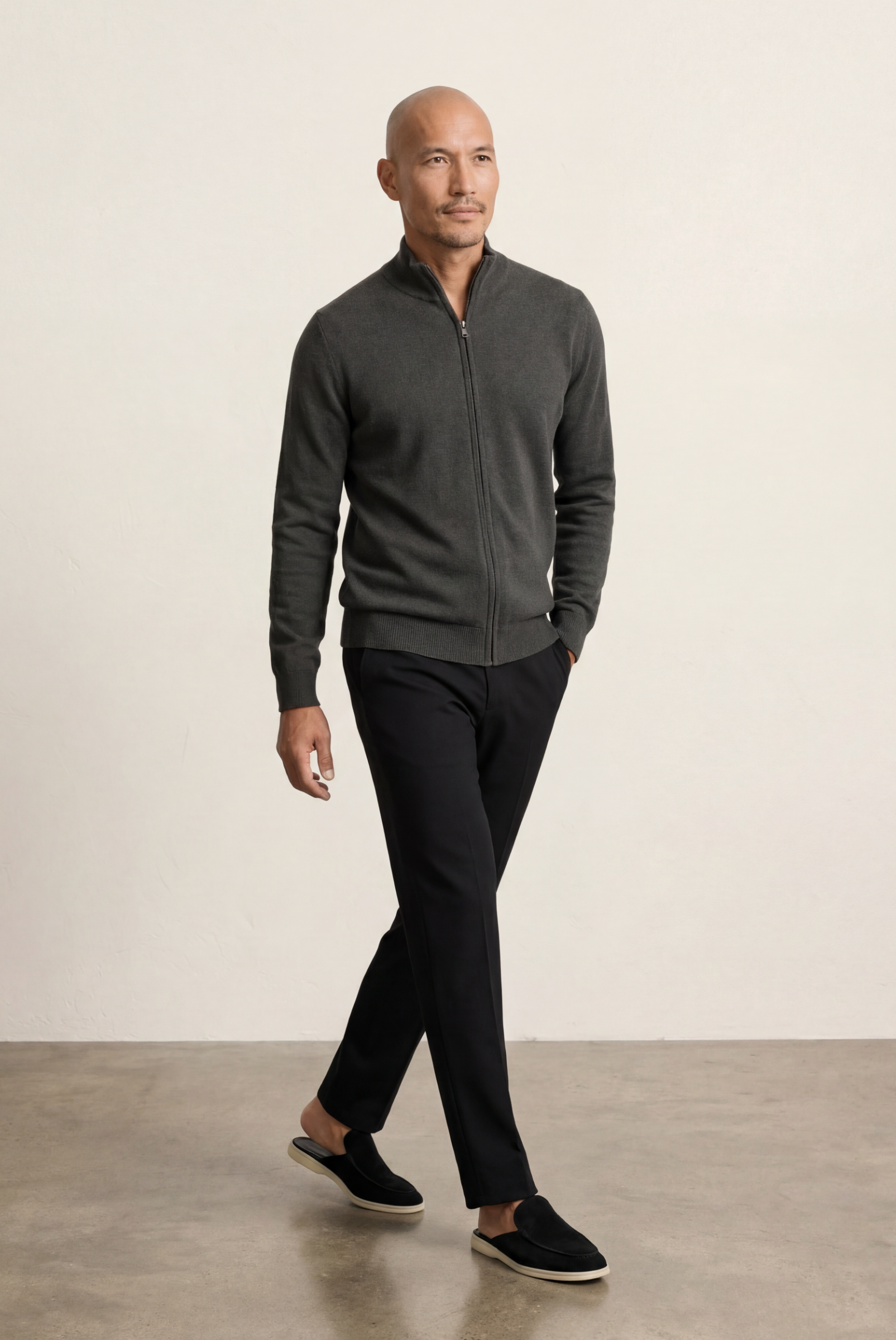 Cardigan de Cashmere Dupla Face Cinza
