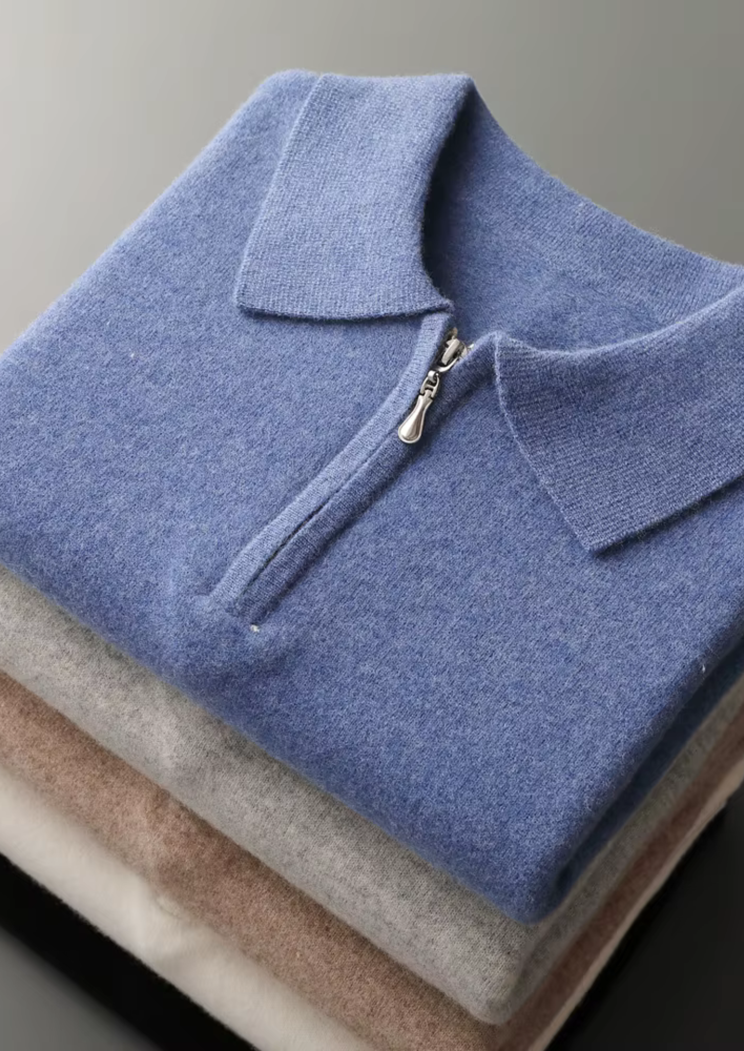 Polo Meio Zíper em Lã Merino Extrafina Pura