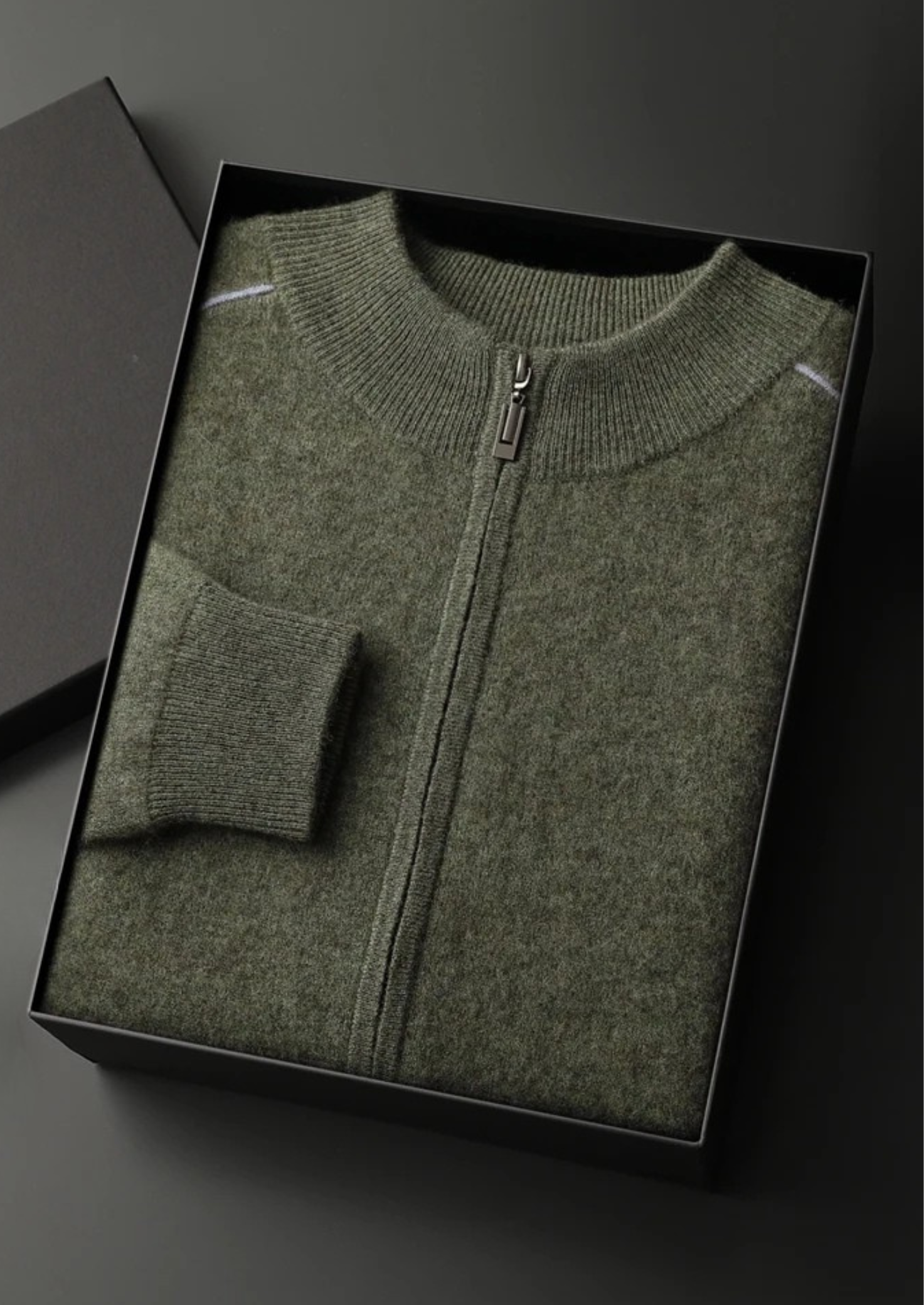 Cardigã Premium em Cashmere Bicolor com Zíper