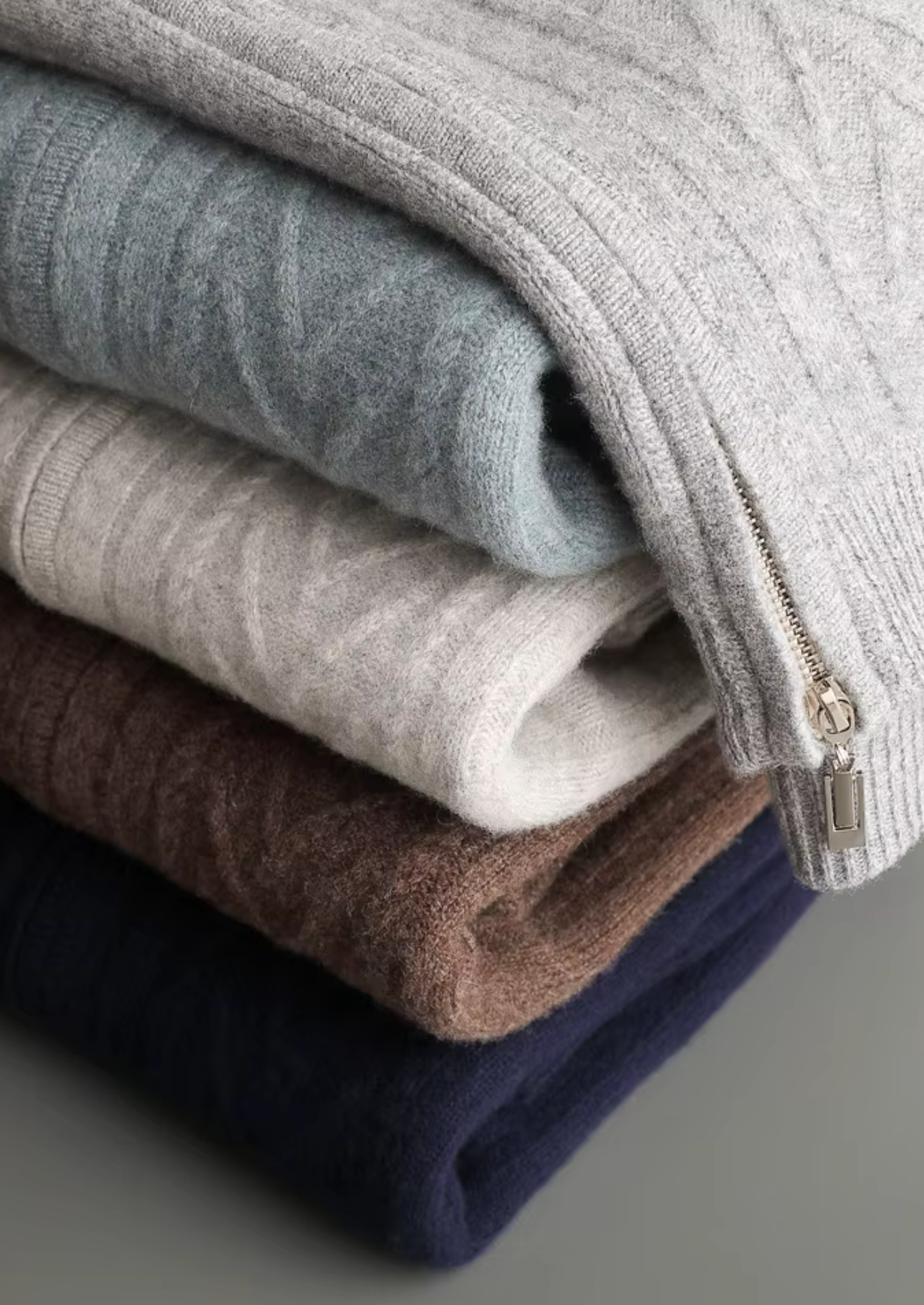 Cardigan com Zíper Estampado em Lã Merino Extrafina