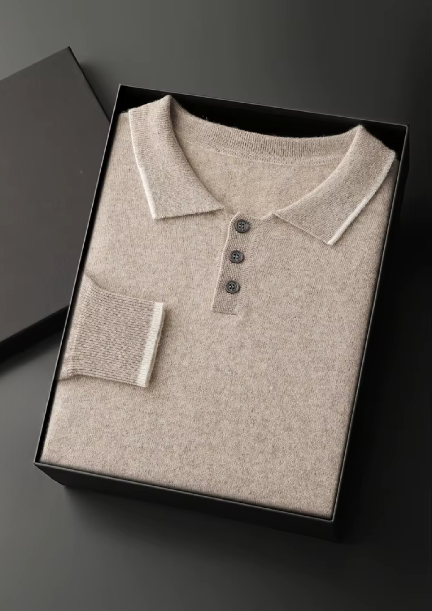 POLO BICOLOR COM BOTÕES EM CASHMERE PREMIUM