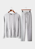 CONJUNTO SAVRO EM LÃ MERINO PURA EXTRAFINA CINZA CLARO